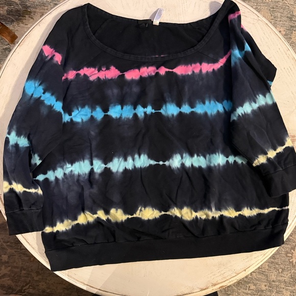 torrid Tie-Dye Multi-Color Striped Off Shoulder Sweatshirt size 3 (3X) - Picture 5 of 8